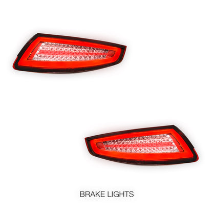Porsche 911 997 Series (2005 - 2008) Clear Red Full LED 3D Stripe Bar Tail Lights LH + RH