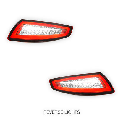Porsche 911 997 Series (2005 - 2008) Clear Red Full LED 3D Stripe Bar Tail Lights LH + RH