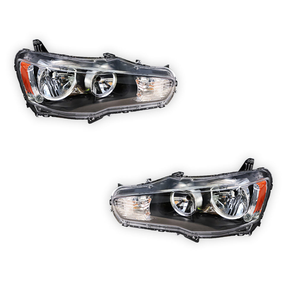 Mitsubishi Lancer CF (2015 - 2017) Clear / Black Halogen OEM Style Headlights LH + RH