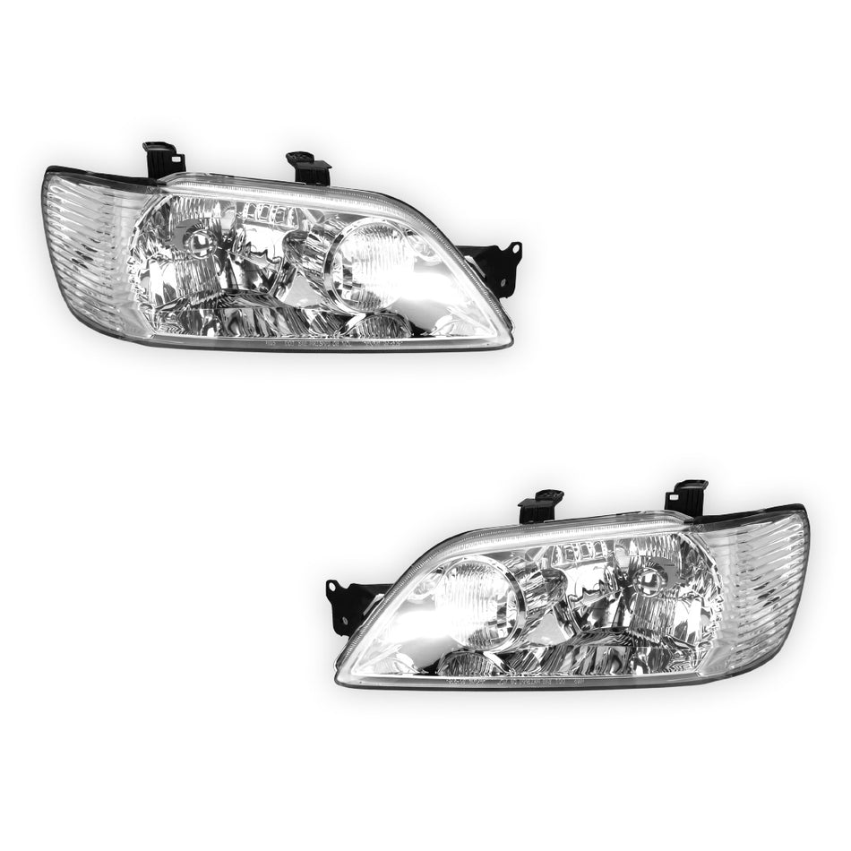 Mitsubishi Lancer CG (2002 - 2003) Clear / Chrome OEM Style Headlights LH + RH