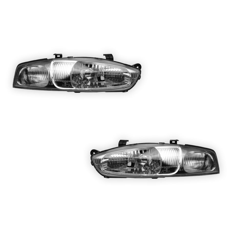 Mitsubishi Lancer CE (2001 - 2003) Clear / Black OEM Style Headlights LH + RH