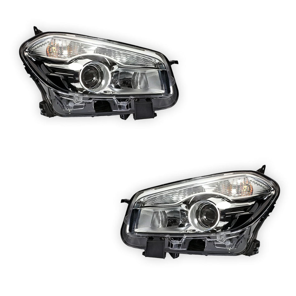 Nissan Dualis J10 (2010 - 2014) Genuine Clear / Black Halogen Headlights LH + RH