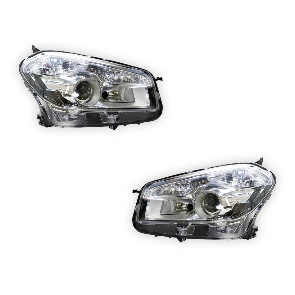Nissan Dualis J10 (2010 - 2014) Clear / Black Halogen OEM Style Headlights LH + RH