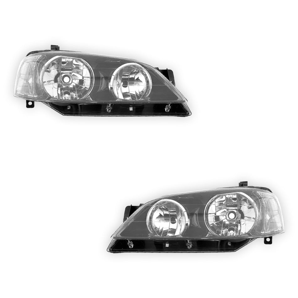 Ford Falcon BF (2005 - 2006) Black OEM Style Headlights LH + RH