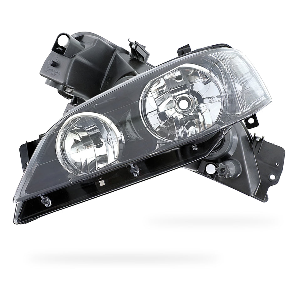 Ford Falcon BA Series 2 (2003 - 2005) OEM Style Headlights Black Reflector LH + RH