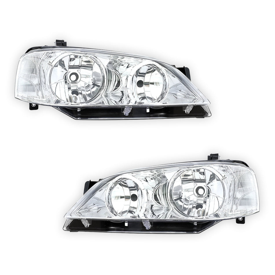 Ford Falcon BA Series 2 (2003 - 2005) OEM Style Headlights Chrome Reflector LH + RH