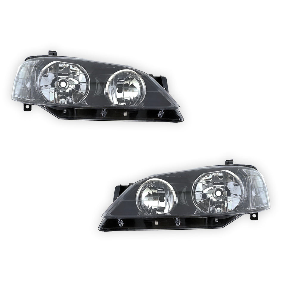 Ford Falcon BA (2002 - 2003) Black OEM Style Headlights LH + RH