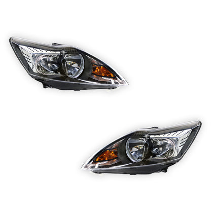 Ford Focus LV (2009 - 2011) Black OEM Style Headlights LH + RH
