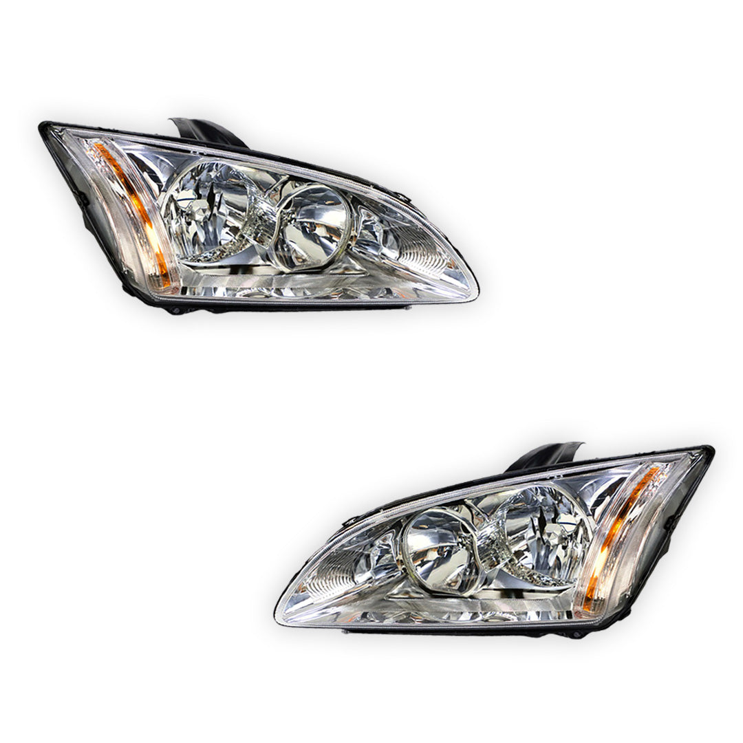 Ford Focus LS / LT (2005 - 2009) Chrome OEM Style Headlights LH + RH