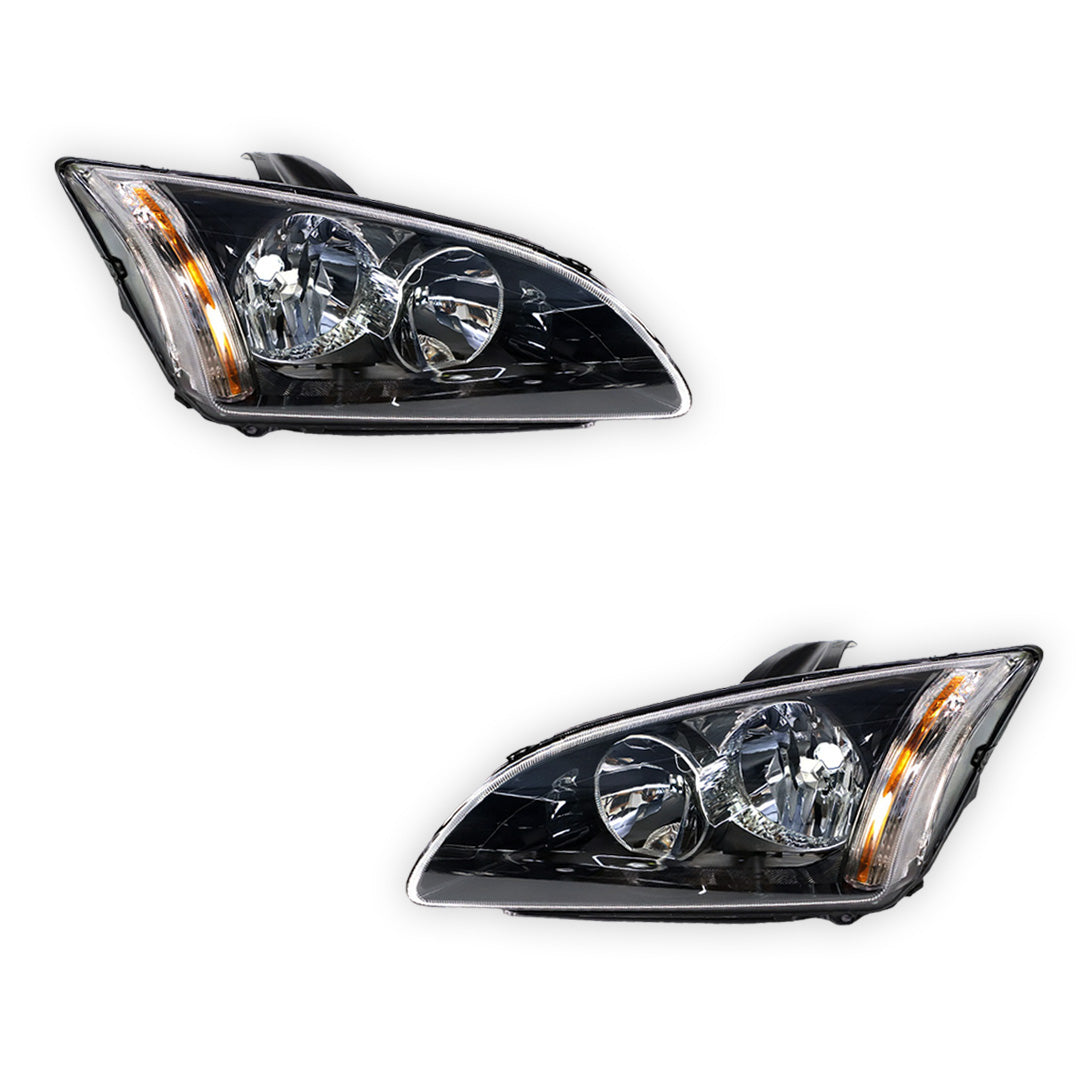Ford Focus LS / LT (2005 - 2009) Black OEM Style Headlights LH + RH