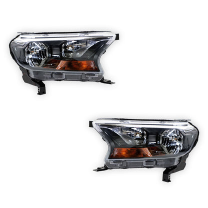 Ford Ranger PX MK2 (2015 - 2018) OEM Style Manual Adjust Non-Projector Headlights LH + RH