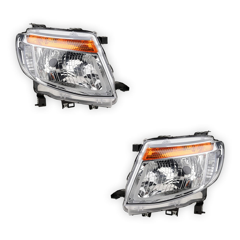 Ford Ranger PX MK1 (2011 - 2015) Chrome OEM Style Headlights LH + RH