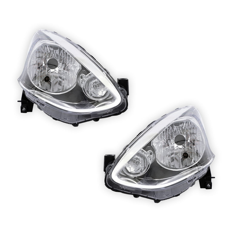 Nissan Micra K13 (2015 - 2016) Black Halogen OEM Style Headlights LH + RH