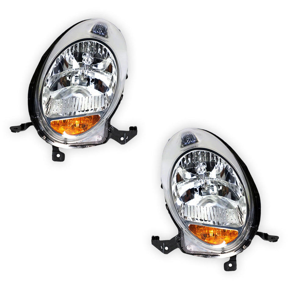 Nissan Micra K13 (2007 - 2010) Genuine Clear / Chrome Halogen Headlights LH + RH