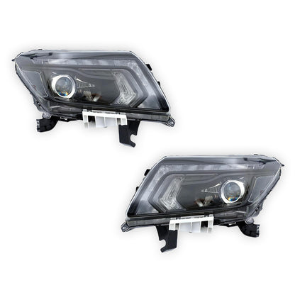 Nissan Navara D23 NP300 (2019 - 2025) Clear / Chrome LED Electric OEM Style Headlights LH + RH