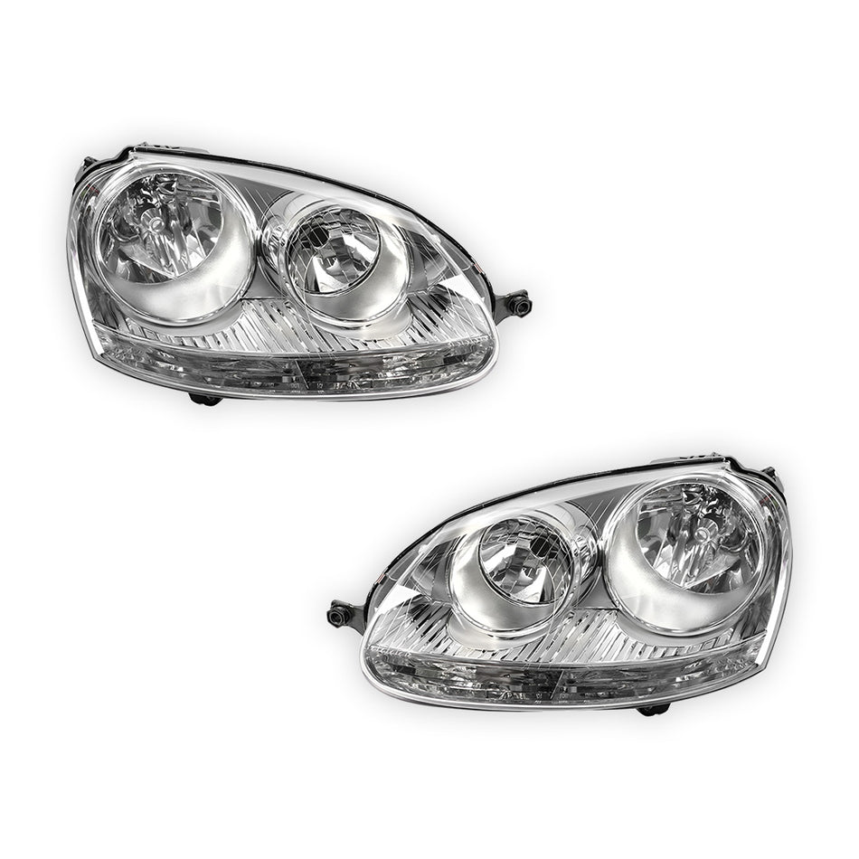 Volkswagen Jetta 1K (2006 - 2011) OEM Style Chrome Non Xenon Headlights LH + RH