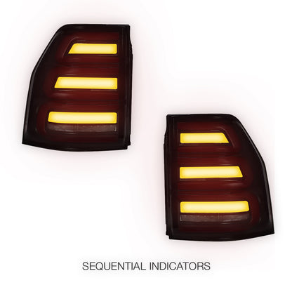Mitsubishi Pajero NS / NT / NW / NX (2007 - 2021) Smoked White Sequential Full 3D LED Stripe Bar Tail Lights LH + RH