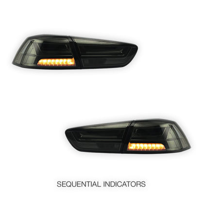 Mitsubishi Lancer Evo X / CJ / CF (2008 - 2018) Smoked Halo Sequential Tail Lights LH + RH