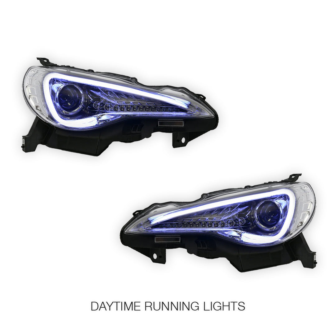 Subaru BRZ ZC6 (2012 - 2021) Black 3D Light Bar DRL & Full LED Dual Beam With Sequential Indicator Headlights LH + RH