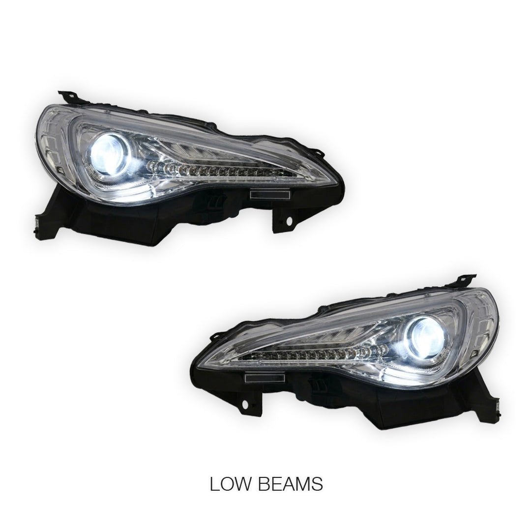Subaru BRZ ZC6 (2012 - 2021) Black 3D Light Bar DRL & Full LED Dual Beam With Sequential Indicator Headlights LH + RH