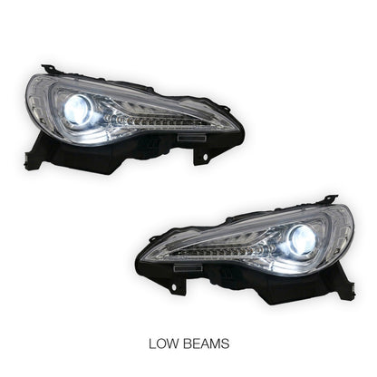 Subaru BRZ ZC6 (2012 - 2021) Black 3D Light Bar DRL & Full LED Dual Beam With Sequential Indicator Headlights LH + RH