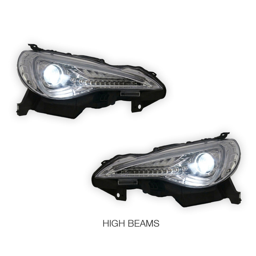 Subaru BRZ ZC6 (2012 - 2021) Black 3D Light Bar DRL & Full LED Dual Beam With Sequential Indicator Headlights LH + RH