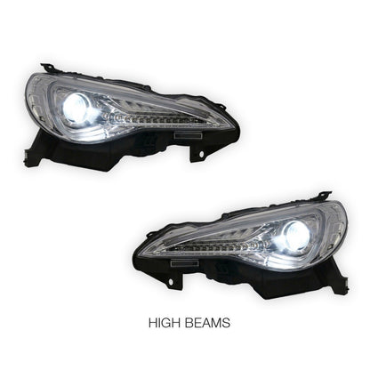 Subaru BRZ ZC6 (2012 - 2021) Black 3D Light Bar DRL & Full LED Dual Beam With Sequential Indicator Headlights LH + RH