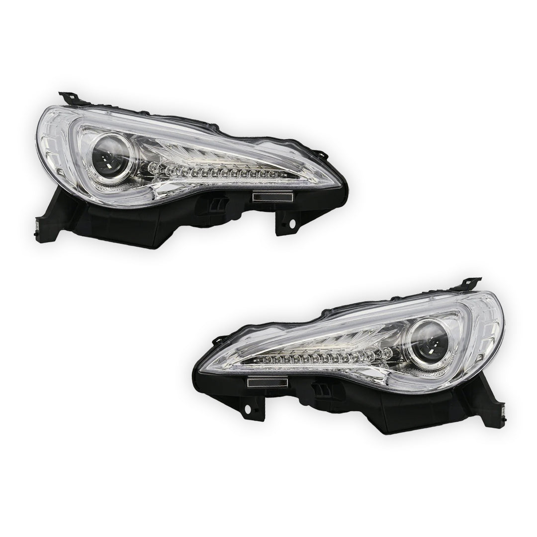 Subaru BRZ ZC6 (2012 - 2021) Black 3D Light Bar DRL & Full LED Dual Beam With Sequential Indicator Headlights LH + RH