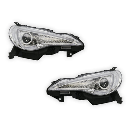 Subaru BRZ ZC6 (2012 - 2021) Black 3D Light Bar DRL & Full LED Dual Beam With Sequential Indicator Headlights LH + RH