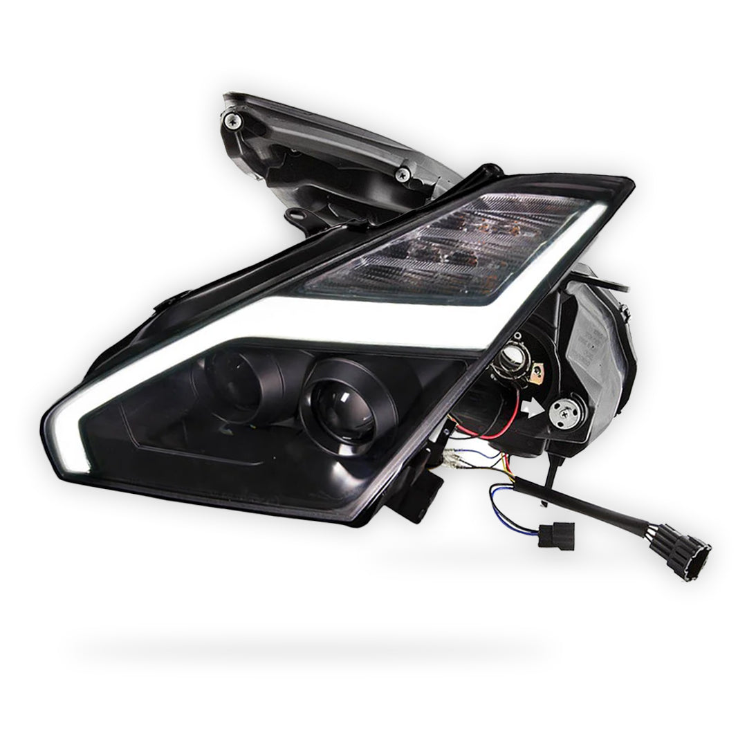Nissan GT-R R35 (2007 - 2013) Crystal Eye Update Style DRL With LED Sequential Indicators Headlights LH + RH