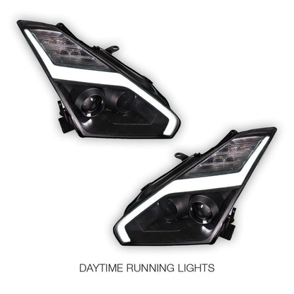 Nissan GT-R R35 (2007 - 2013) Crystal Eye Update Style DRL With LED Sequential Indicators Headlights LH + RH