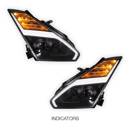 Nissan GT-R R35 (2007 - 2013) Crystal Eye Update Style DRL With LED Sequential Indicators Headlights LH + RH