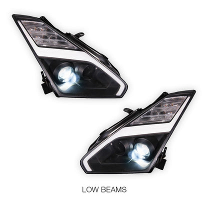 Nissan GT-R R35 (2007 - 2013) Crystal Eye Update Style DRL With LED Sequential Indicators Headlights LH + RH