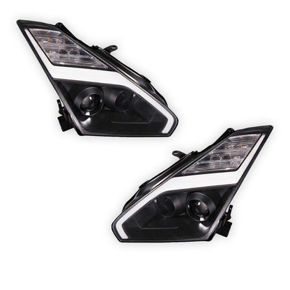 Nissan GT-R R35 (2007 - 2013) Crystal Eye Update Style DRL With LED Sequential Indicators Headlights LH + RH