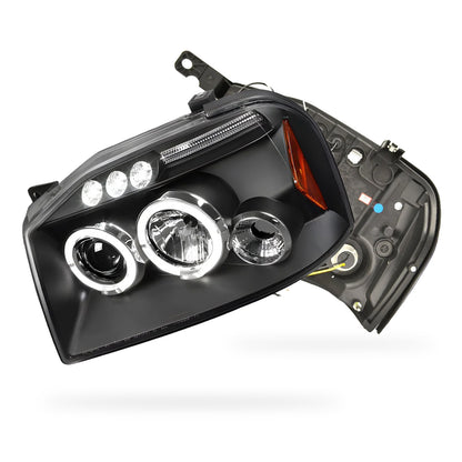 Nissan Navara D22 (2003 - 2014) Black Angel Eyes Projector Headlights LH + RH