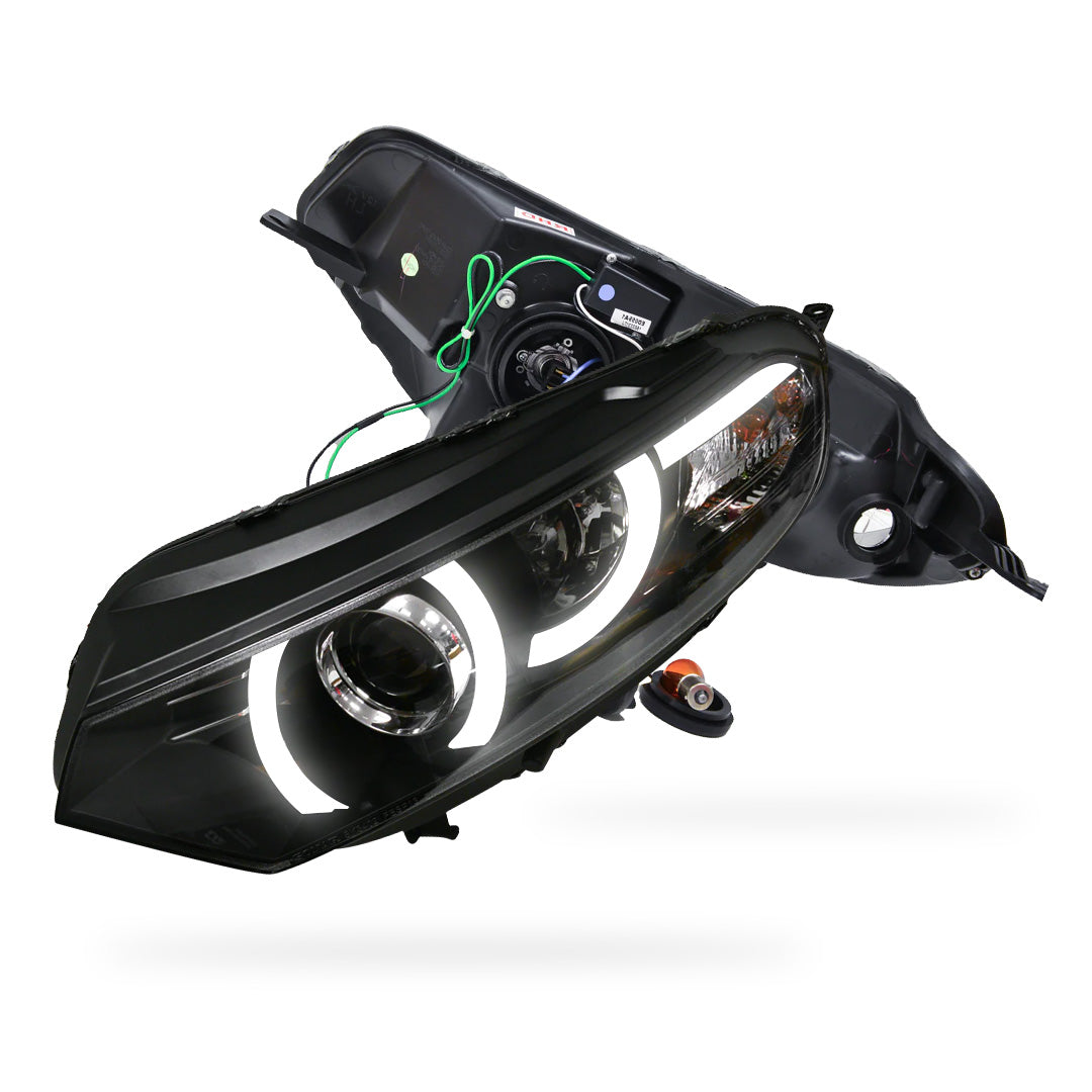 Ford Ecosport BK (2013 - 2016) Black 3D Stripe Bar LED DRL Projector Headlights LH + RH