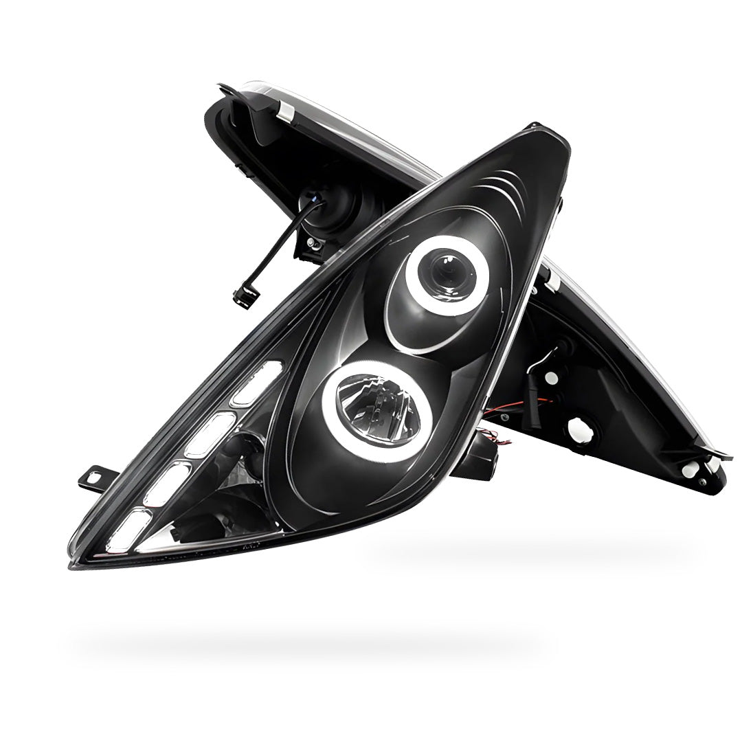 Toyota Celica (2000 - 2005) Black CCFL Angel Eyes Projector Headlights LH + RH