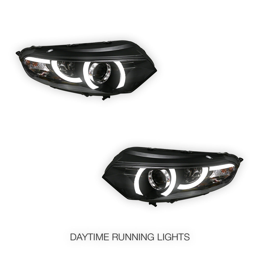 Ford Ecosport BK (2013 - 2016) Black 3D Stripe Bar LED DRL Projector Headlights LH + RH