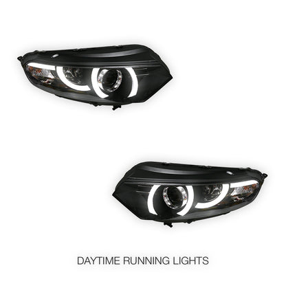 Ford Ecosport BK (2013 - 2016) Black 3D Stripe Bar LED DRL Projector Headlights LH + RH