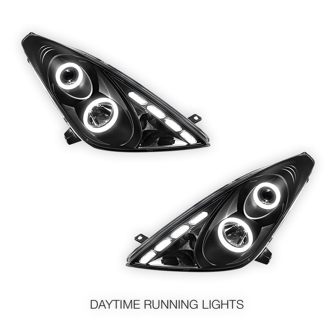 Toyota Celica (2000 - 2005) Black CCFL Angel Eyes Projector Headlights LH + RH