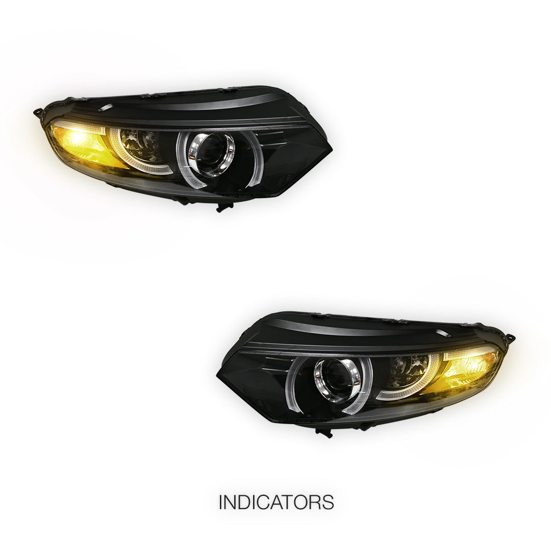 Ford Ecosport BK (2013 - 2016) Black 3D Stripe Bar LED DRL Projector Headlights LH + RH