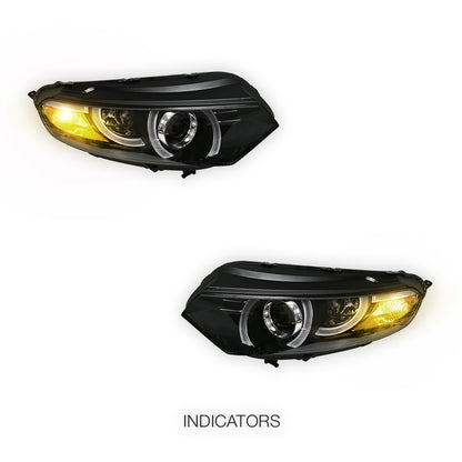 Ford Ecosport BK (2013 - 2016) Black 3D Stripe Bar LED DRL Projector Headlights LH + RH
