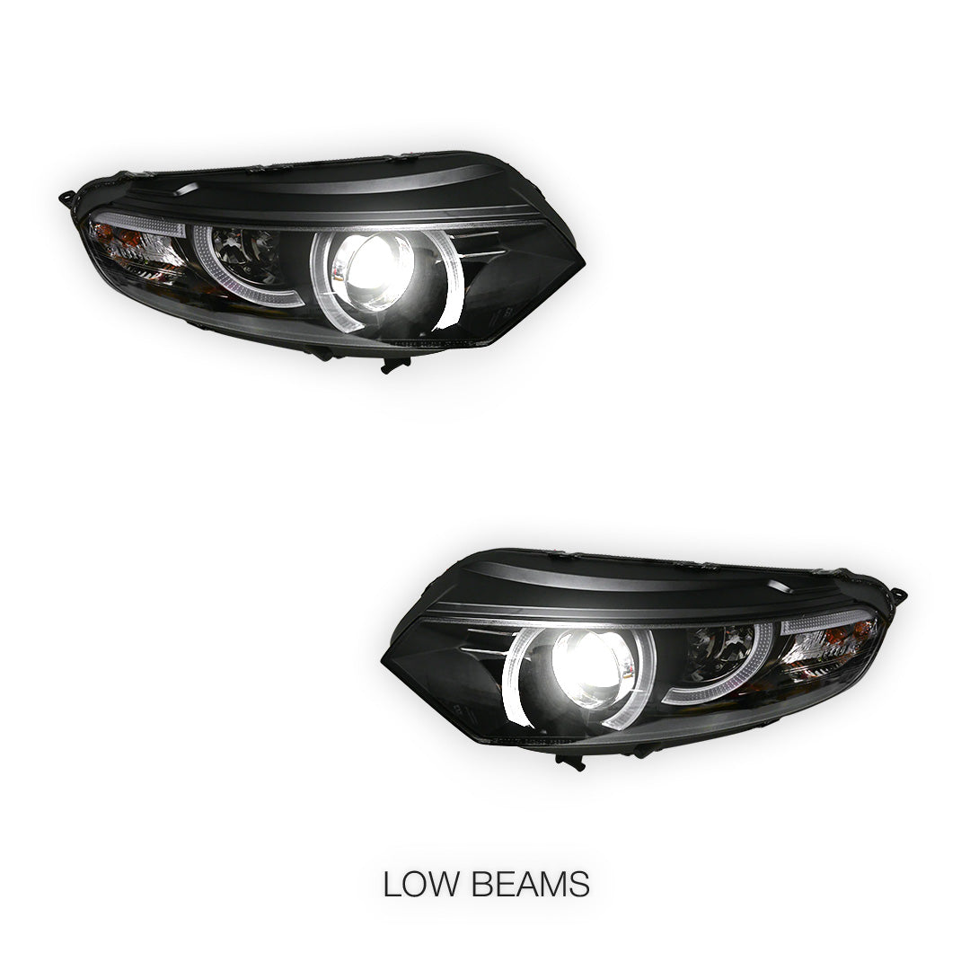Ford Ecosport BK (2013 - 2016) Black 3D Stripe Bar LED DRL Projector Headlights LH + RH