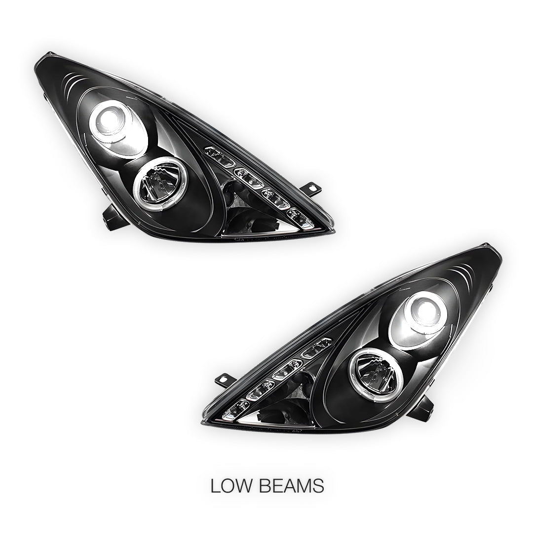 Toyota Celica (2000 - 2005) Black CCFL Angel Eyes Projector Headlights LH + RH