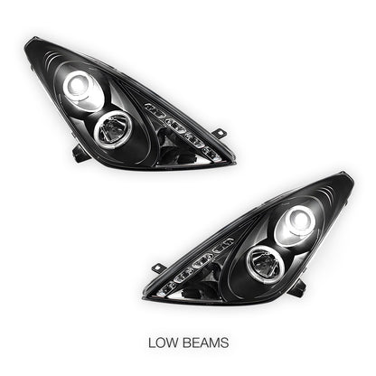 Toyota Celica (2000 - 2005) Black CCFL Angel Eyes Projector Headlights LH + RH