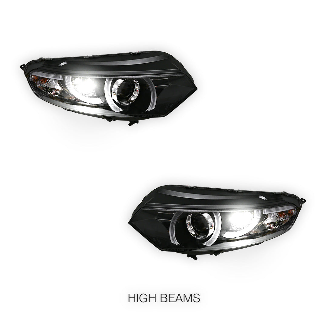 Ford Ecosport BK (2013 - 2016) Black 3D Stripe Bar LED DRL Projector Headlights LH + RH