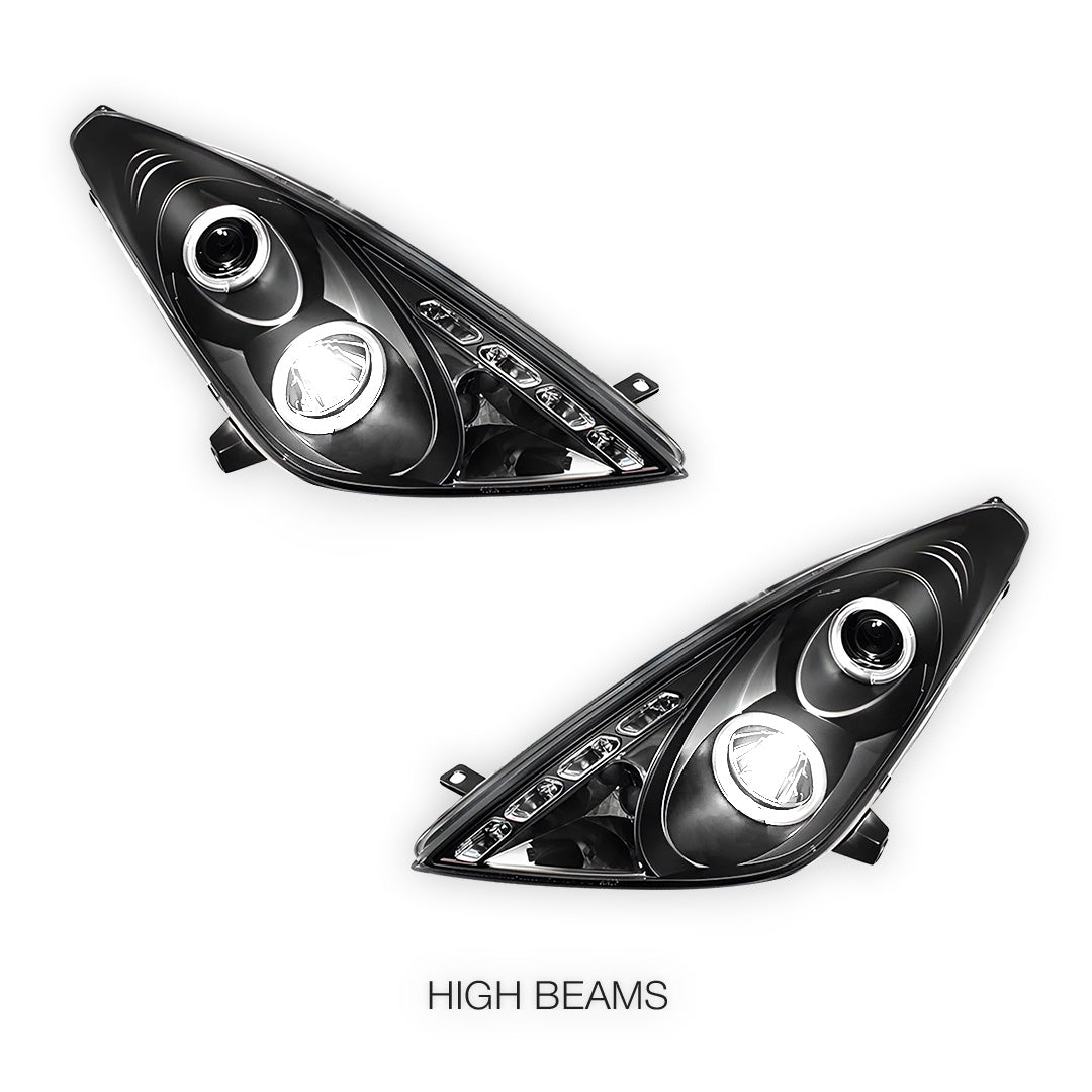 Toyota Celica (2000 - 2005) Black CCFL Angel Eyes Projector Headlights LH + RH