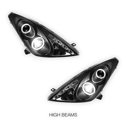 Toyota Celica (2000 - 2005) Black CCFL Angel Eyes Projector Headlights LH + RH