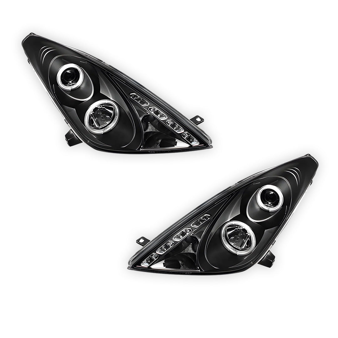 Toyota Celica (2000 - 2005) Black CCFL Angel Eyes Projector Headlights LH + RH