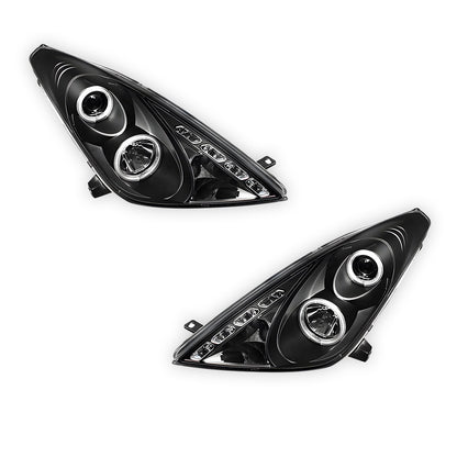 Toyota Celica (2000 - 2005) Black CCFL Angel Eyes Projector Headlights LH + RH